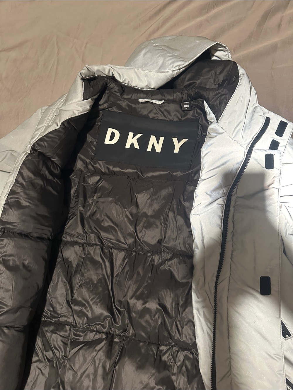 DKNY 3M Reflective Hooded Puffer Jacket - Picture 3 of 5